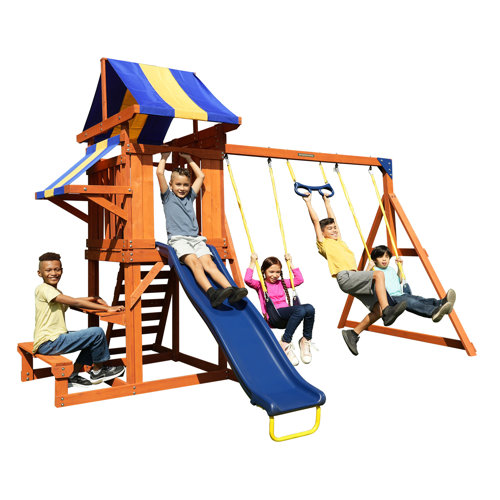 Sportspower Sunnyslope Wooden Swing Set with Lifetime Warranty on 6' Double Wall Slide & Reviews